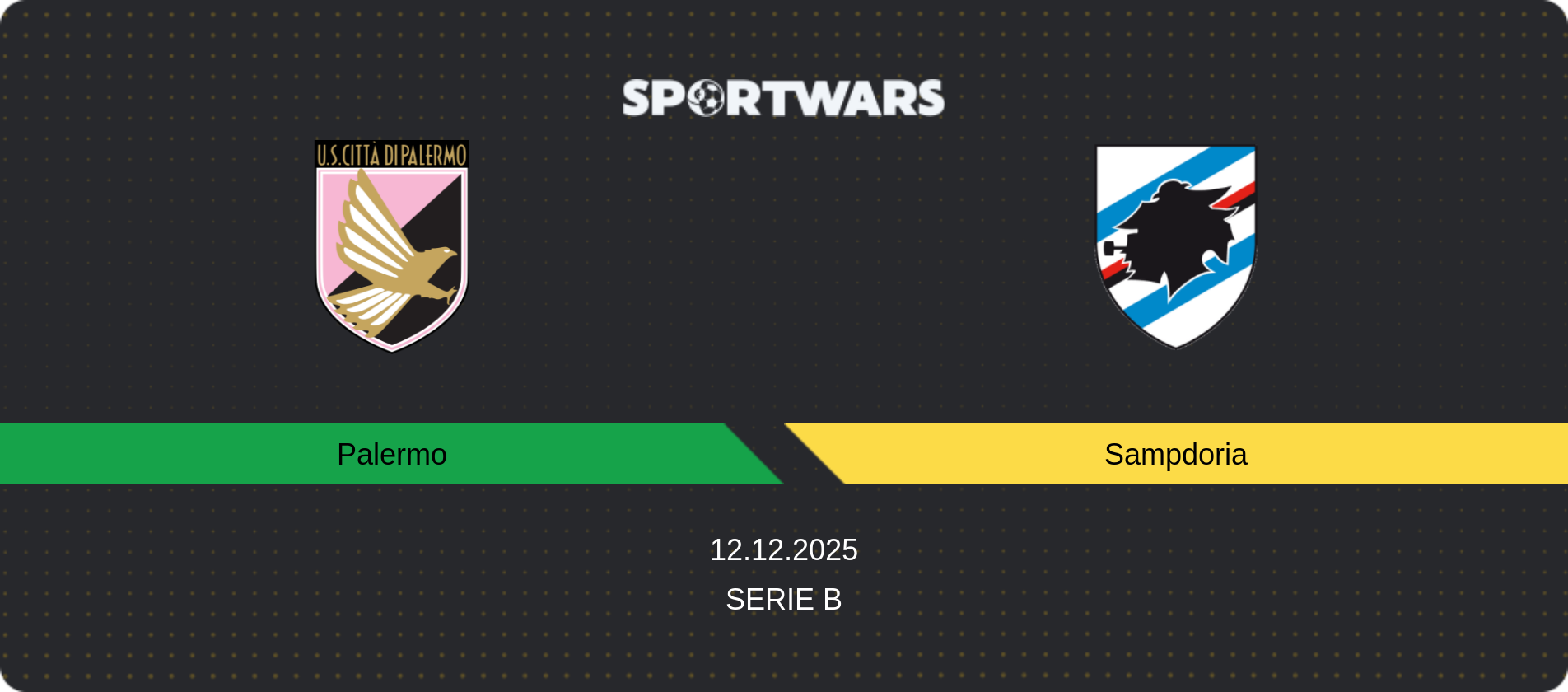 Match prediction Palermo — Sampdoria, Serie B, 12.12.2025