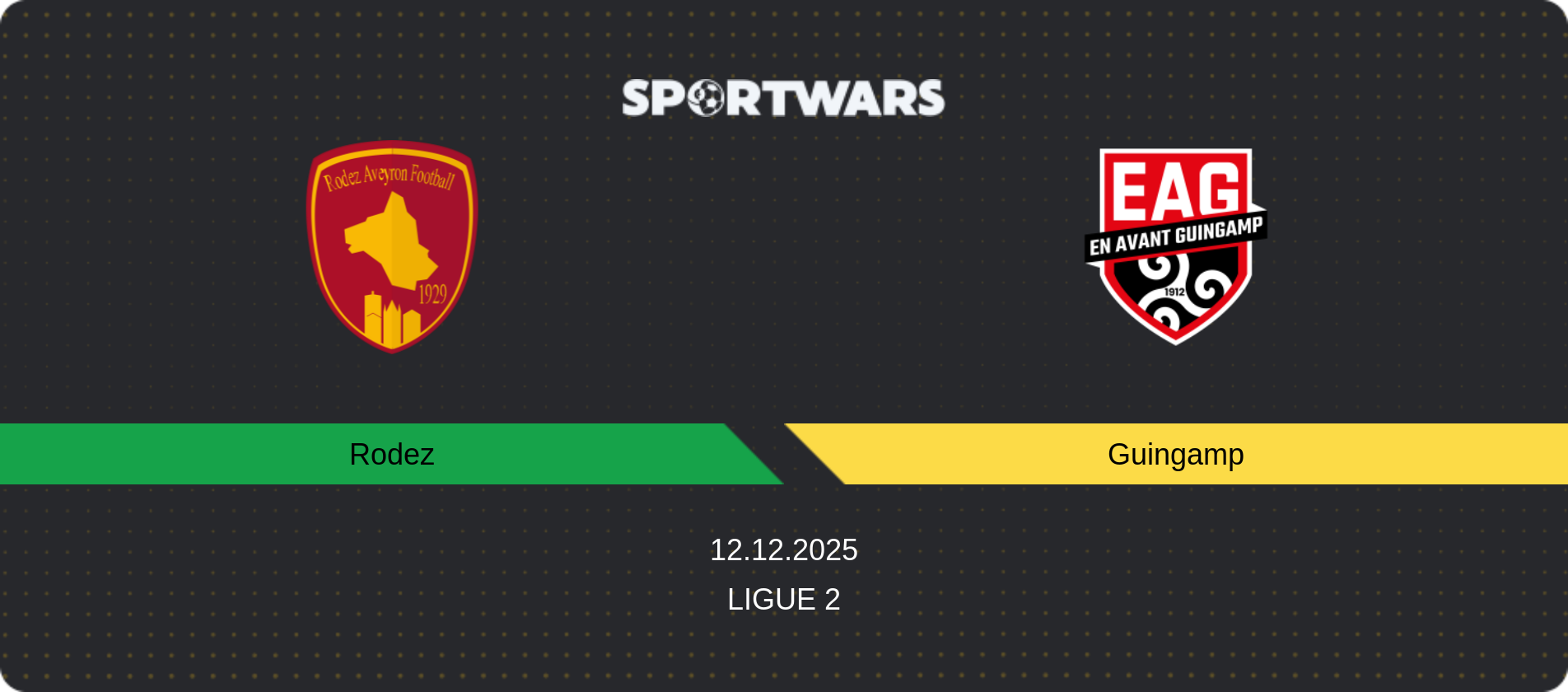 Match prediction Rodez — Guingamp, Ligue 2, 12.12.2025