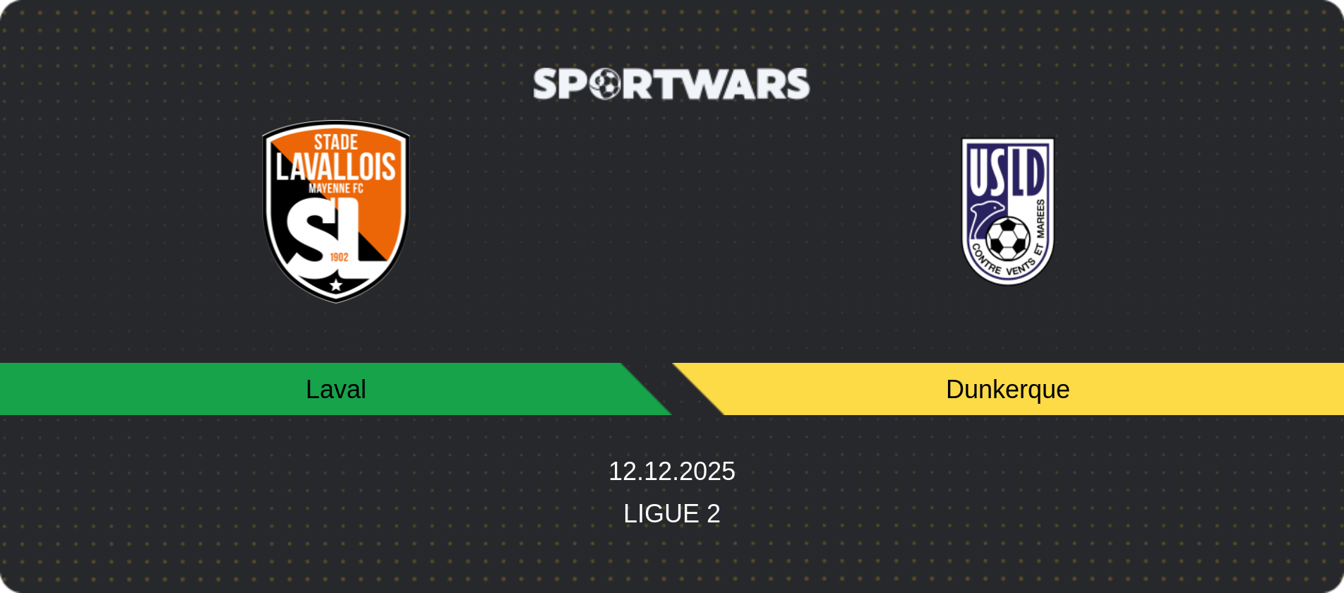 Match prediction Laval — Dunkerque, Ligue 2, 12.12.2025