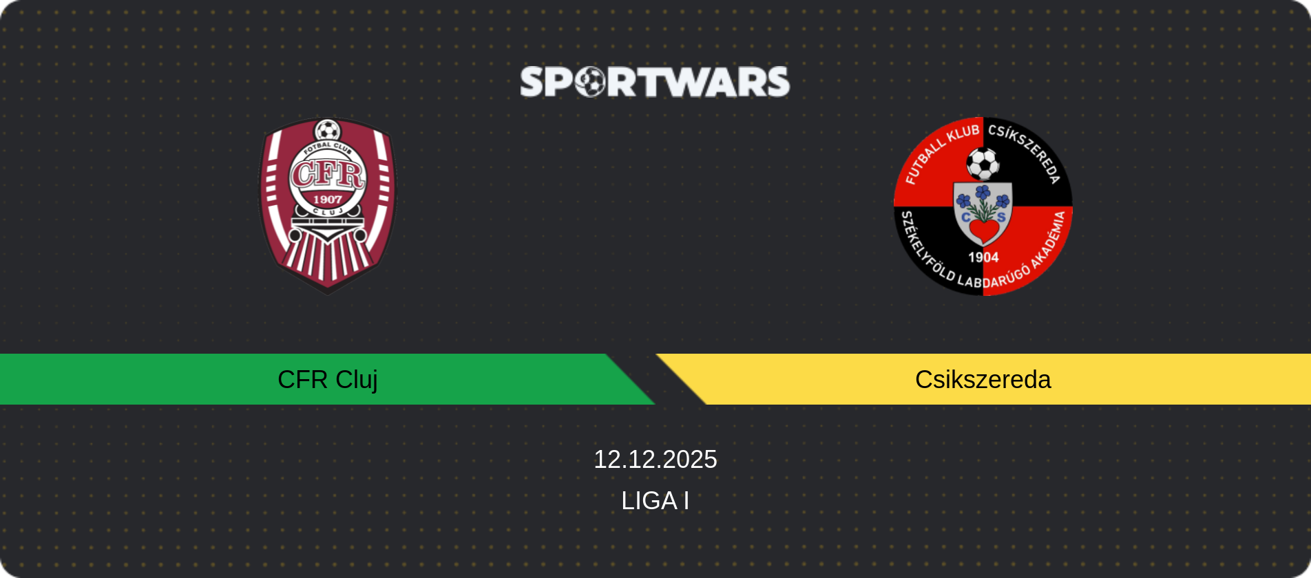 Match prediction CFR Cluj — Csikszereda, Liga I, 12.12.2025