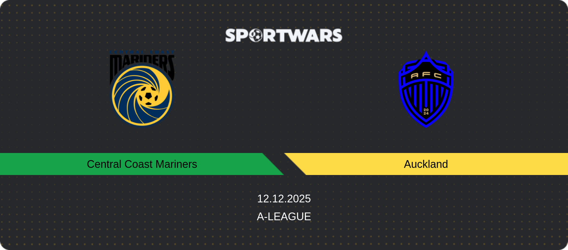Match prediction Central Coast Mariners — Auckland, A-League, 12.12.2025