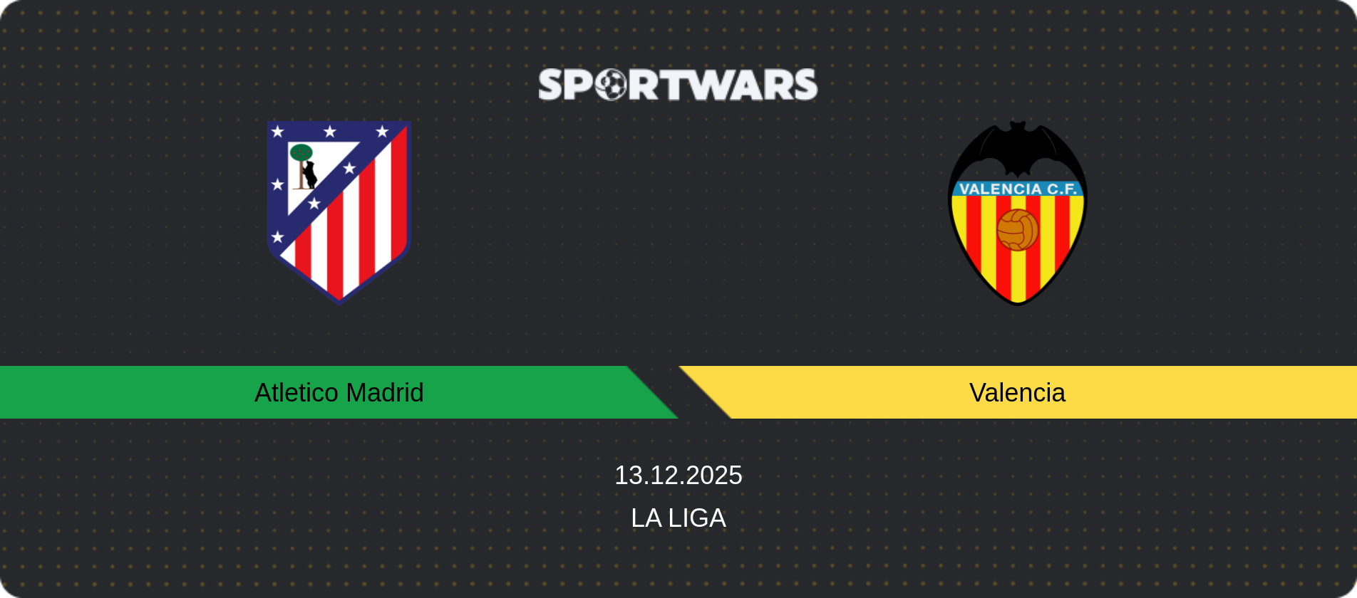 Match prediction Atletico Madrid — Valencia, La Liga, 13.12.2025
