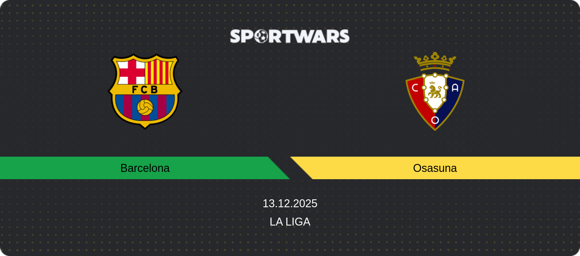 Match prediction Barcelona — Osasuna, La Liga, 13.12.2025