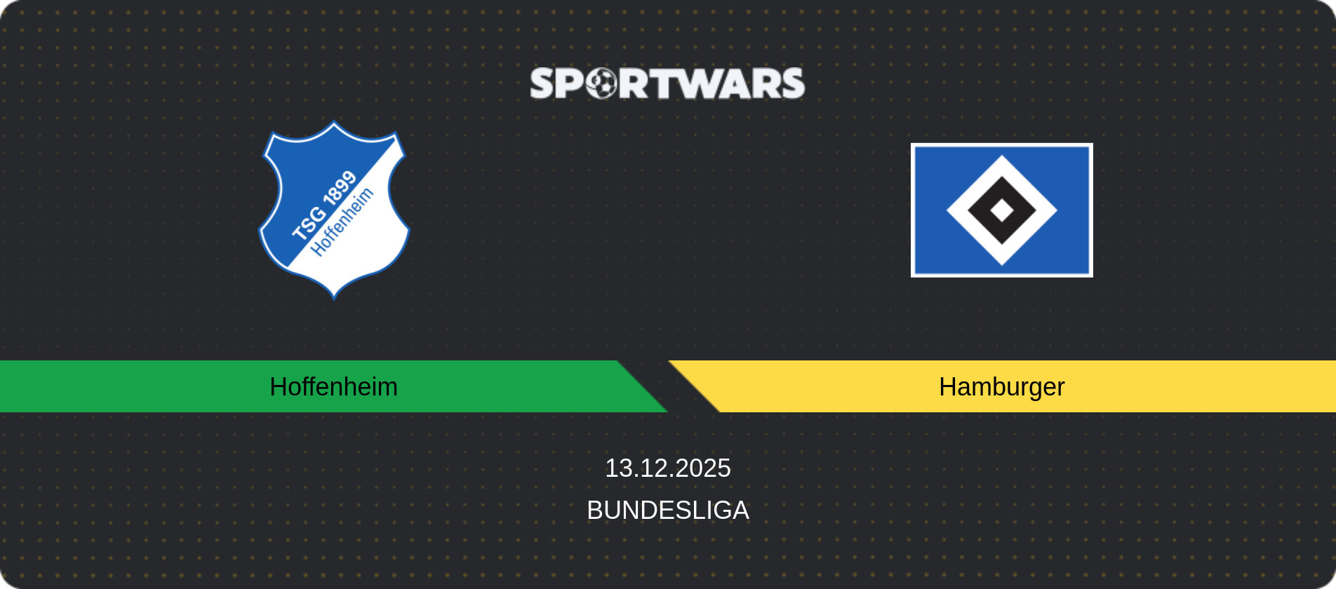 Match prediction Hoffenheim — Hamburger, Bundesliga, 13.12.2025