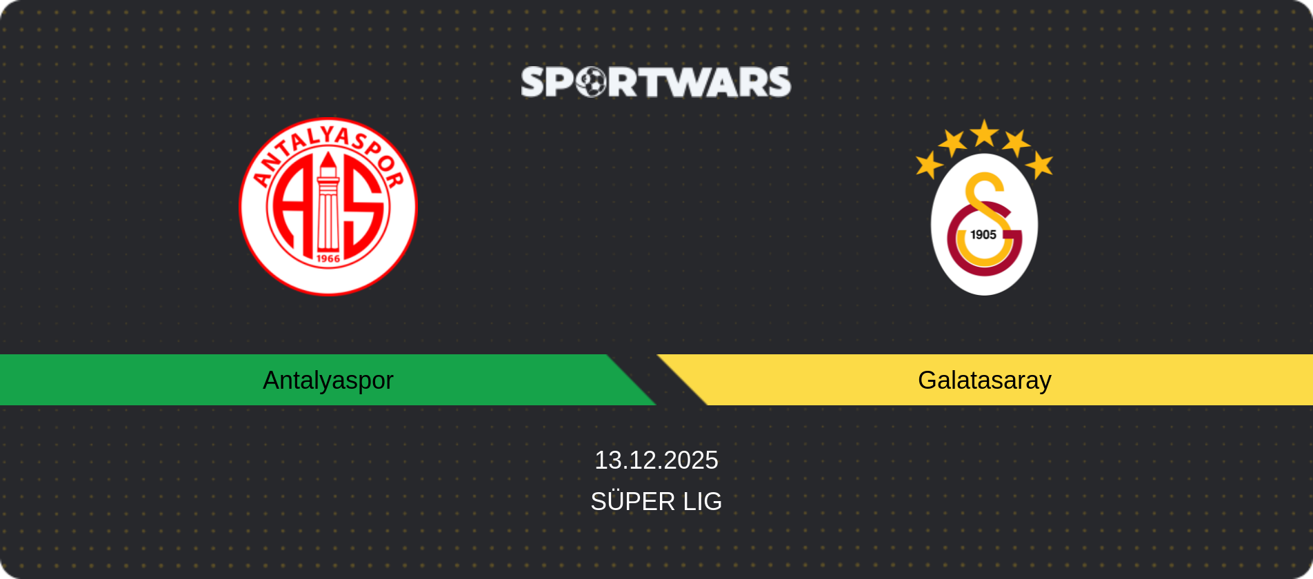 Match prediction Antalyaspor — Galatasaray, Süper Lig, 13.12.2025