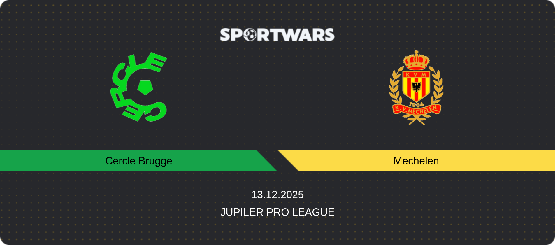Match prediction Cercle Brugge — Mechelen, Jupiler Pro League, 13.12.2025
