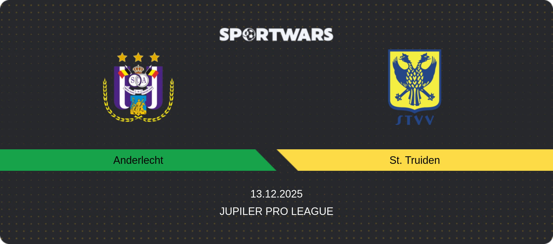 Match prediction Anderlecht — St. Truiden, Jupiler Pro League, 13.12.2025