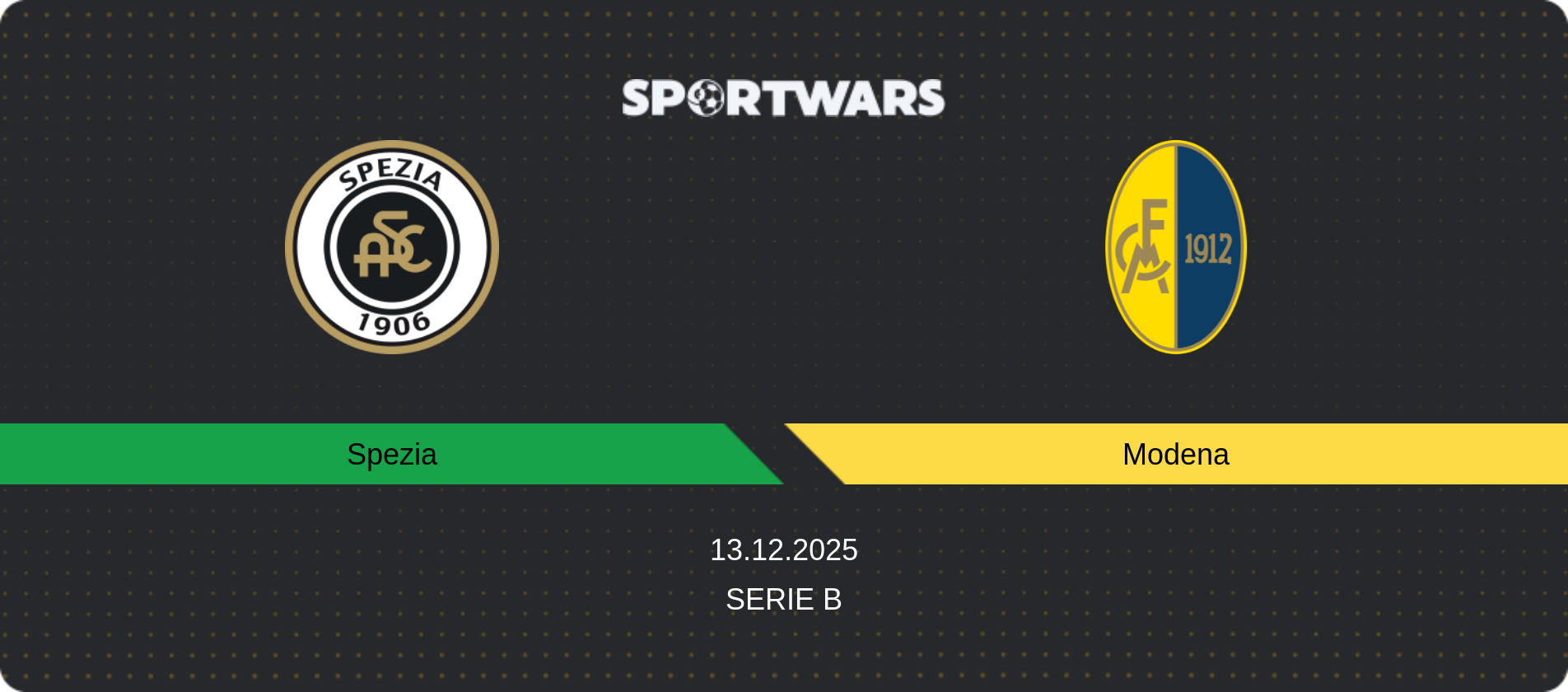Match prediction Spezia — Modena, Serie B, 13.12.2025