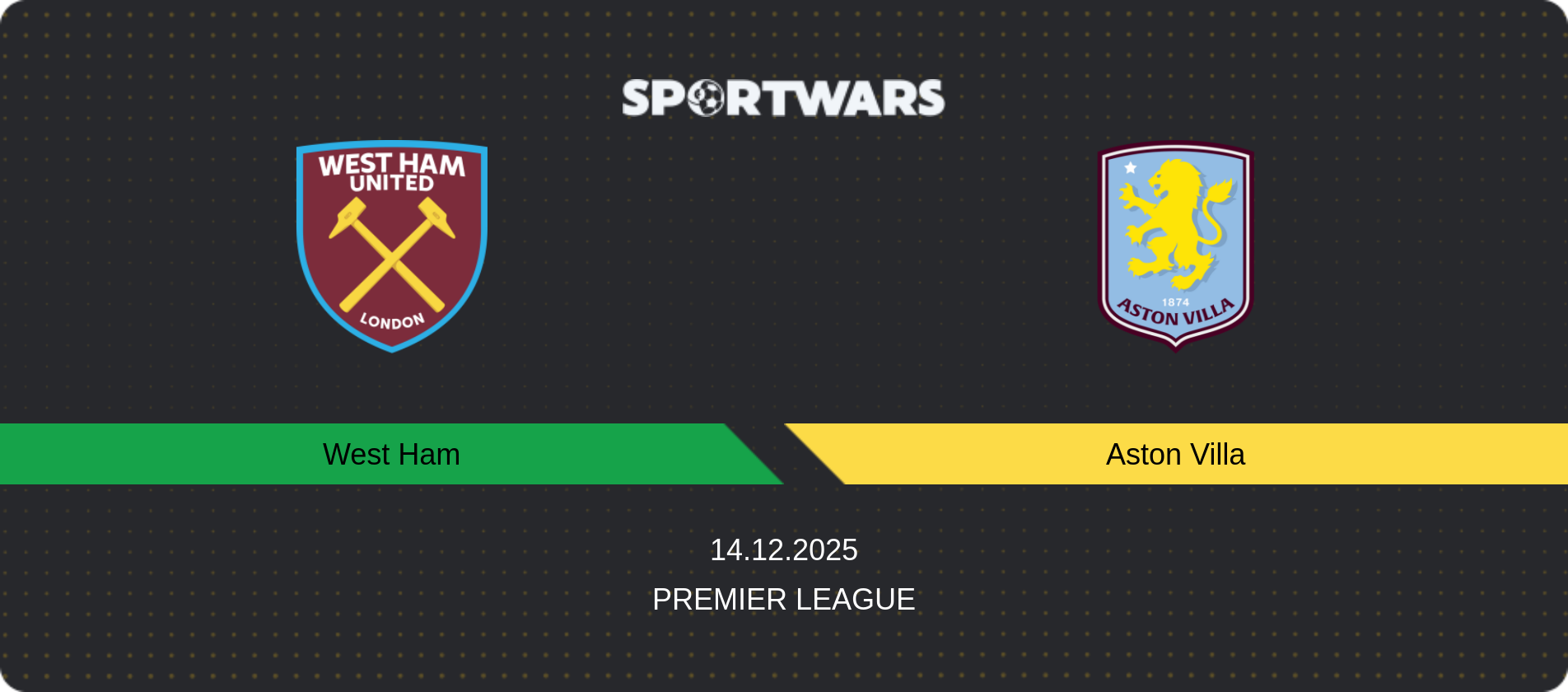 Match prediction West Ham — Aston Villa, Premier League, 14.12.2025