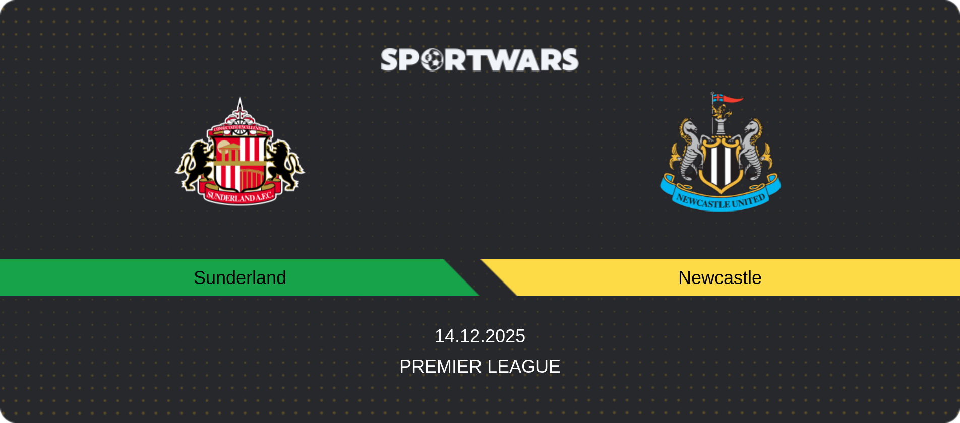 Match prediction Sunderland — Newcastle, Premier League, 14.12.2025