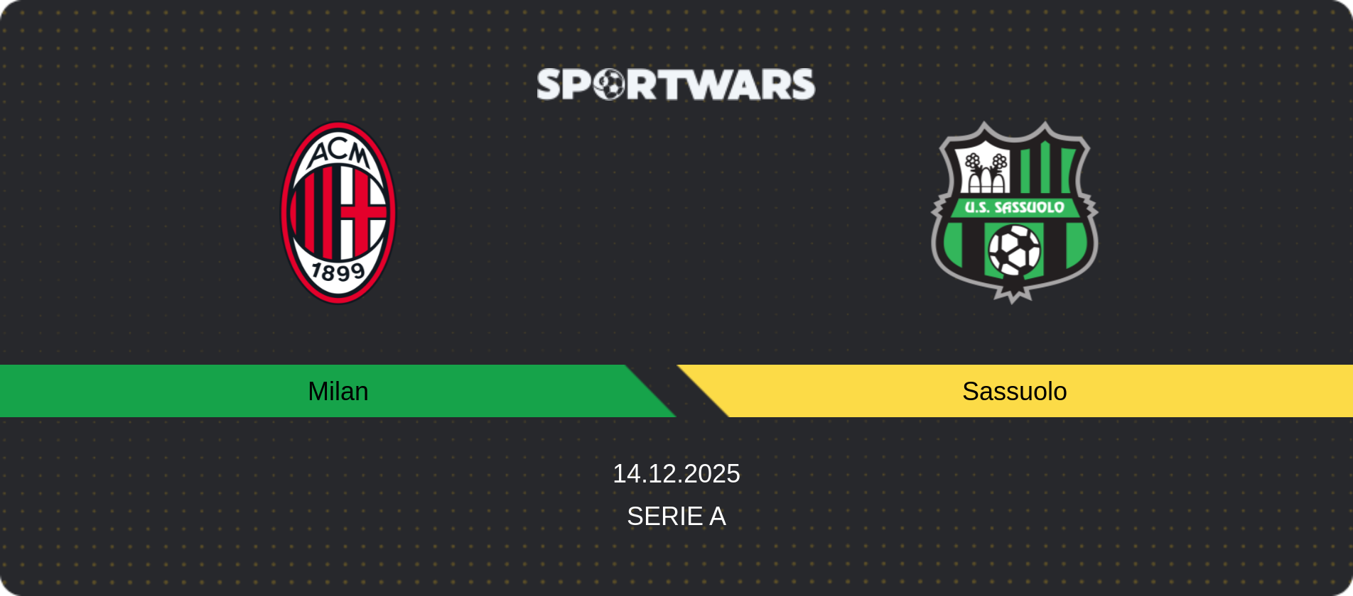 Match prediction Milan — Sassuolo, Serie A, 14.12.2025