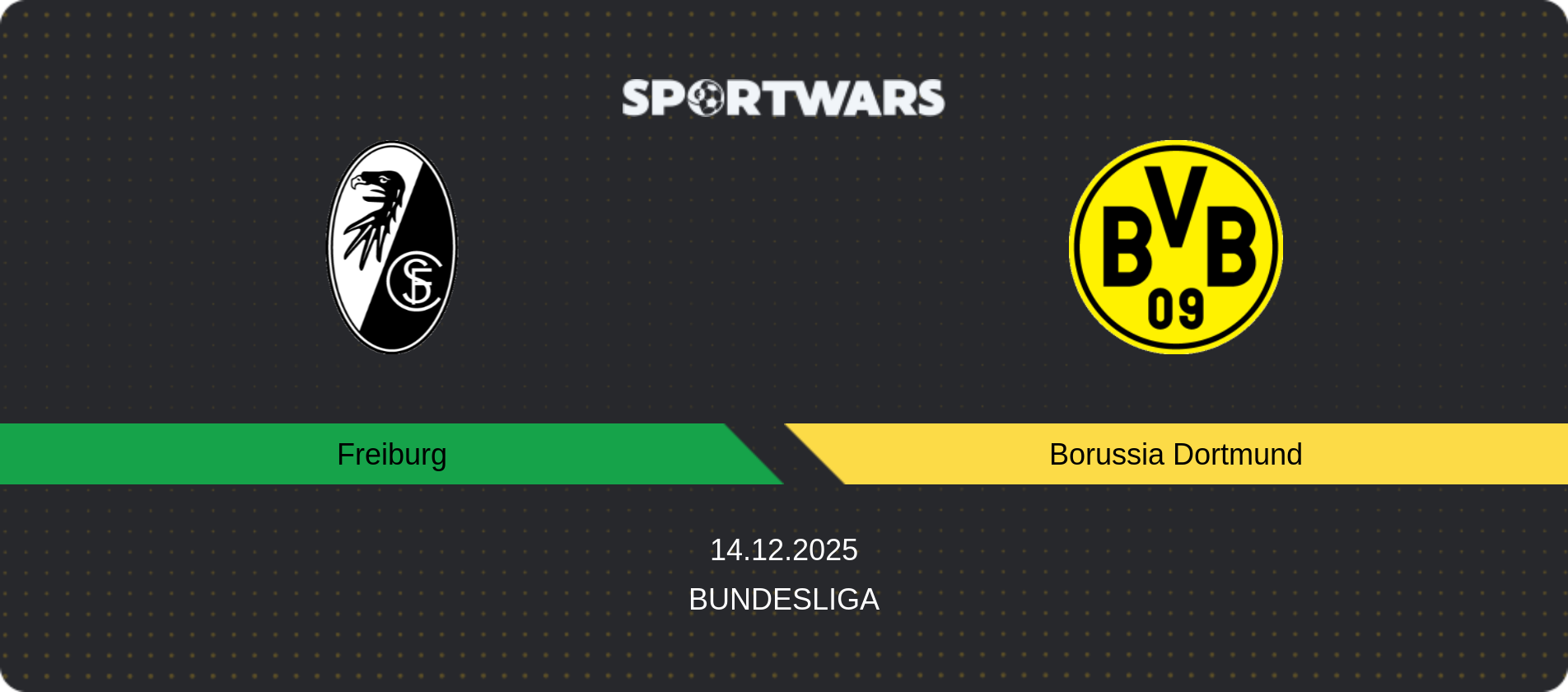 Match prediction Freiburg — Borussia Dortmund, Bundesliga, 14.12.2025