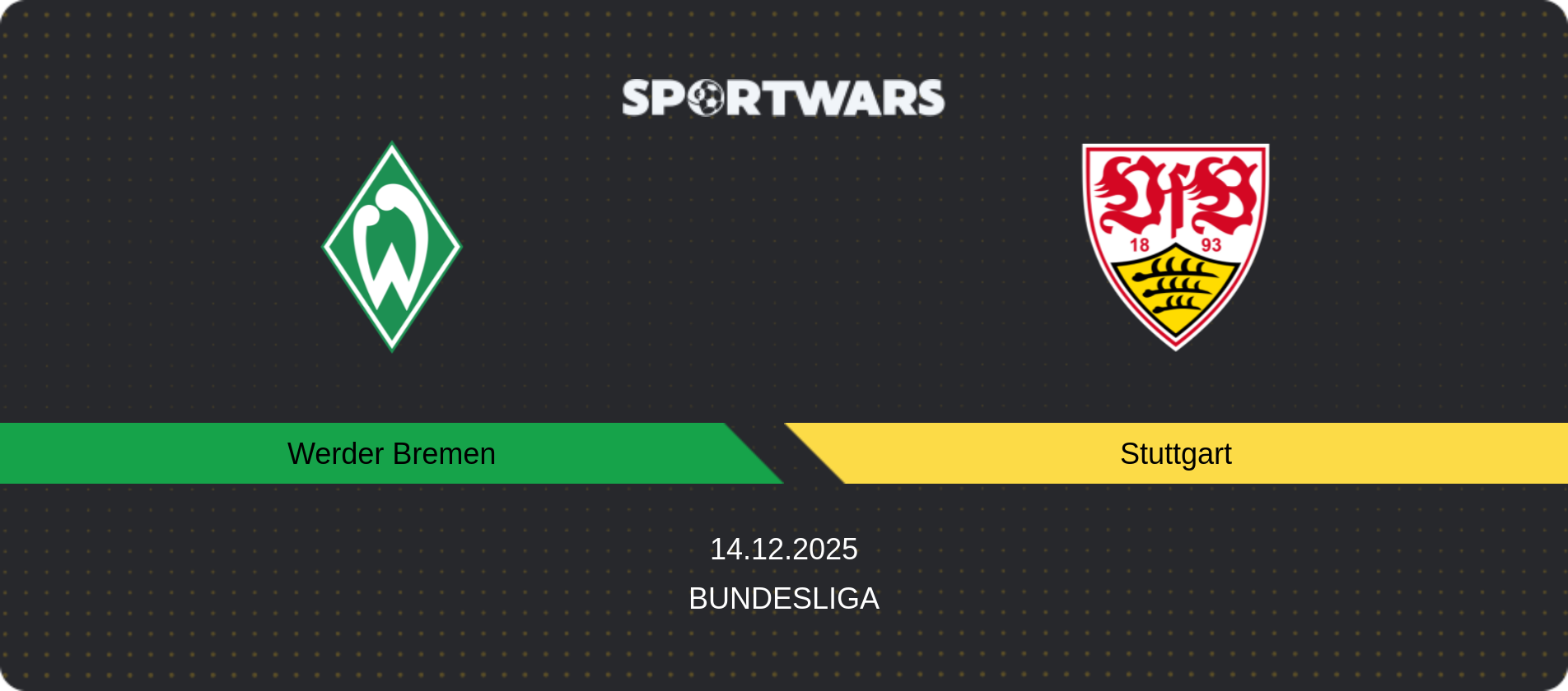 Match prediction Werder Bremen — Stuttgart, Bundesliga, 14.12.2025