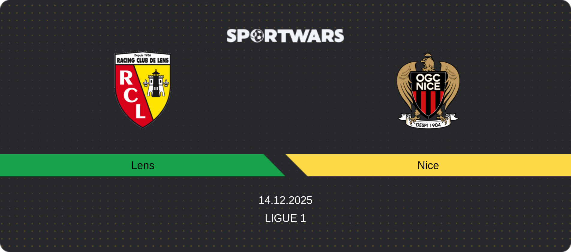 Match prediction Lens — Nice, Ligue 1, 14.12.2025