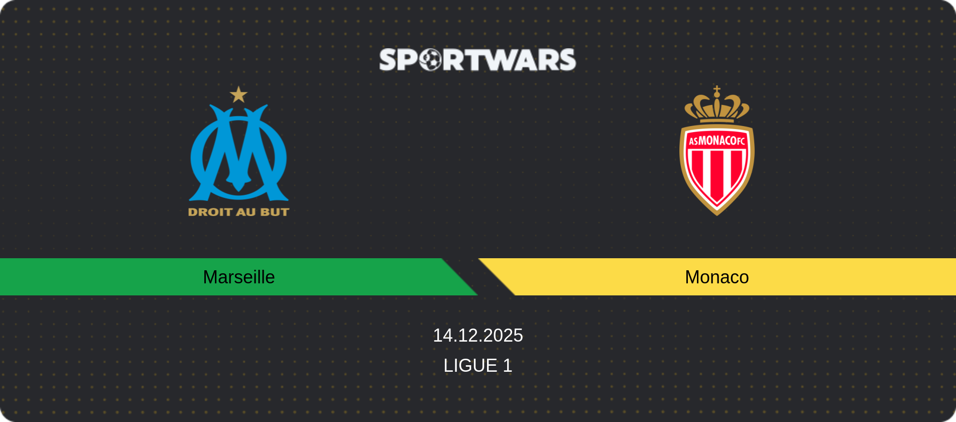 Match prediction Marseille — Monaco, Ligue 1, 14.12.2025