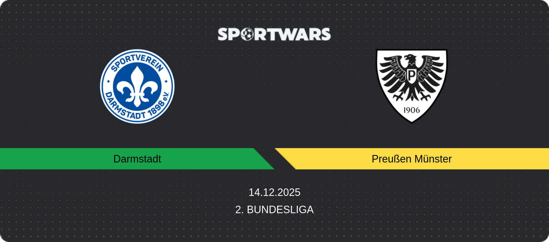 Match prediction Darmstadt — Preußen Münster, 2. Bundesliga, 14.12.2025