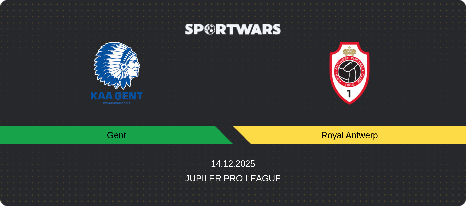 Match prediction Gent — Royal Antwerp, Jupiler Pro League, 14.12.2025