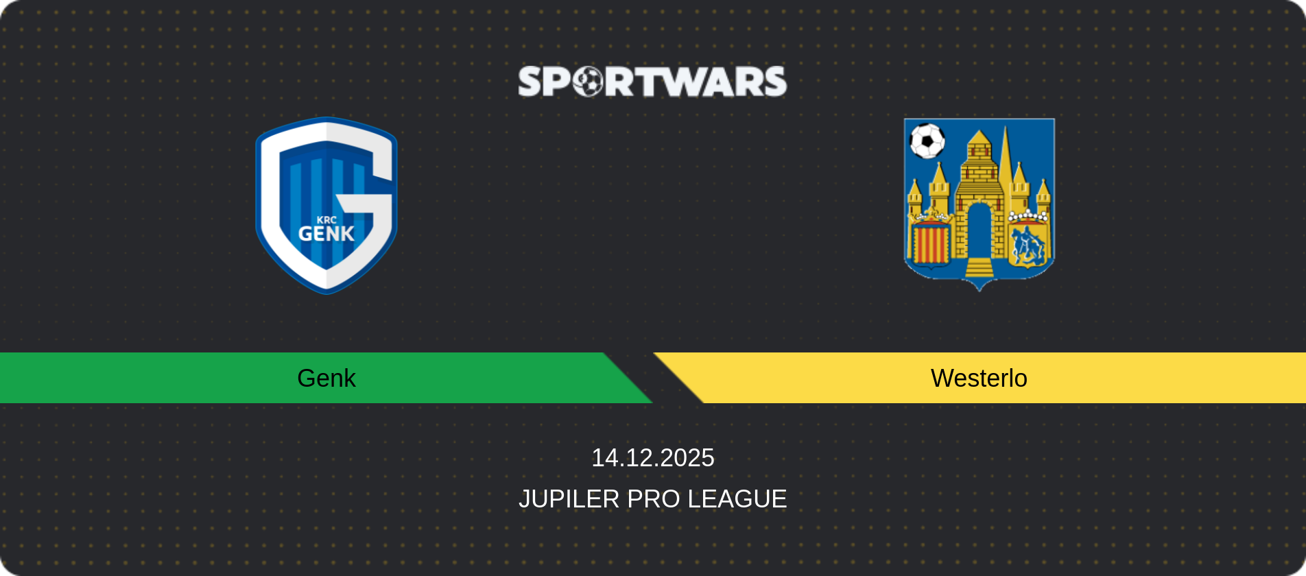 Match prediction Genk — Westerlo, Jupiler Pro League, 14.12.2025