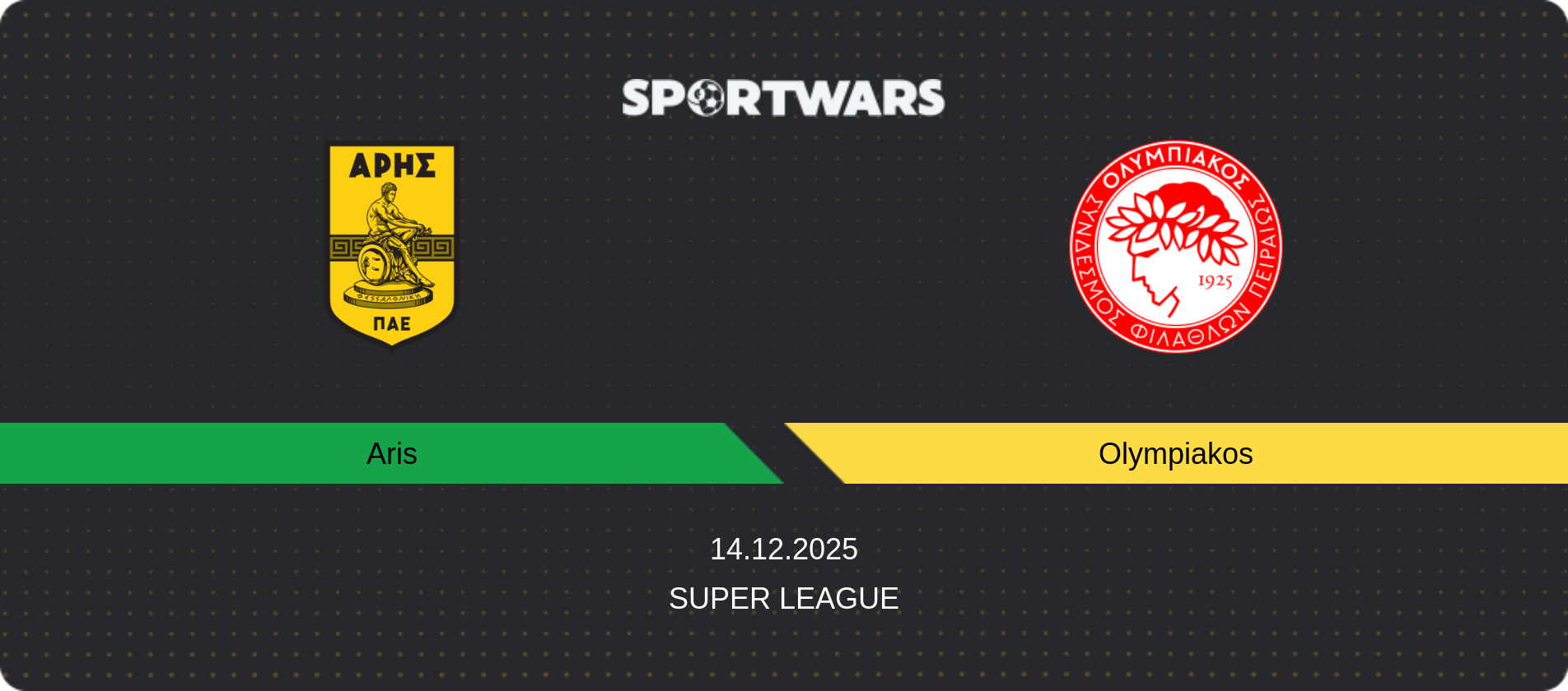 Match prediction Aris — Olympiakos, Super League, 14.12.2025