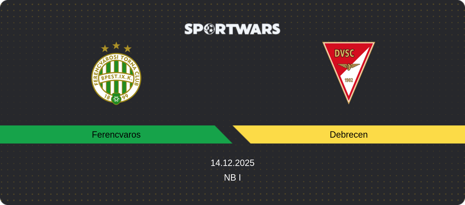 Match prediction Ferencvaros — Debrecen, NB I, 14.12.2025