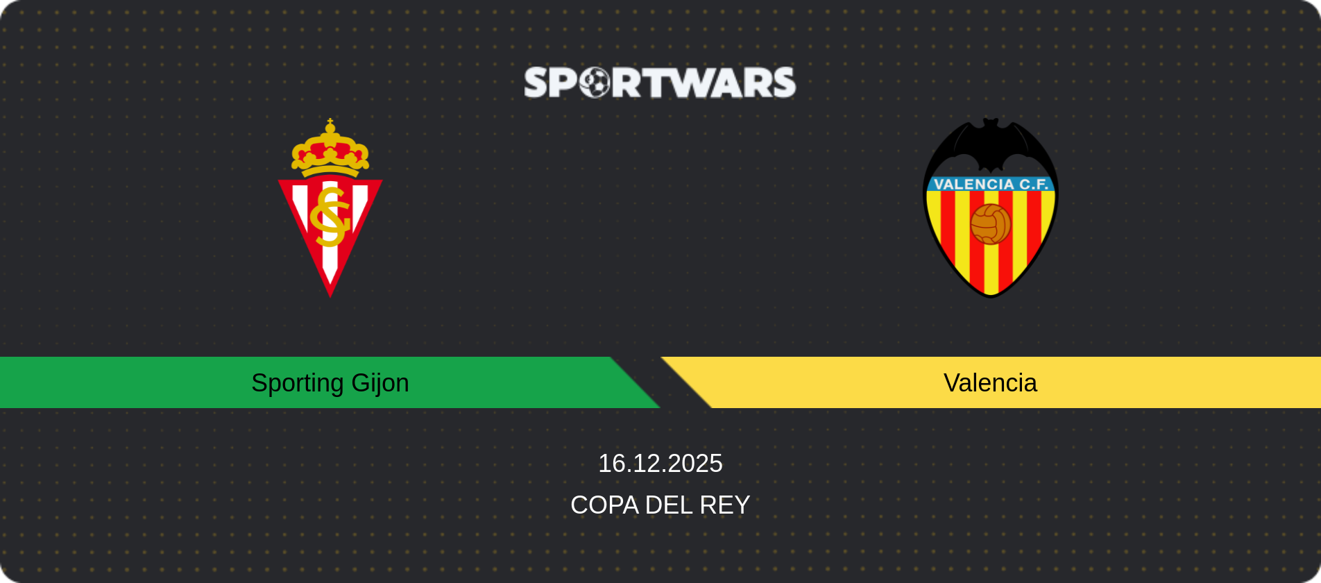 Match prediction Sporting Gijon — Valencia, Copa del Rey, 16.12.2025