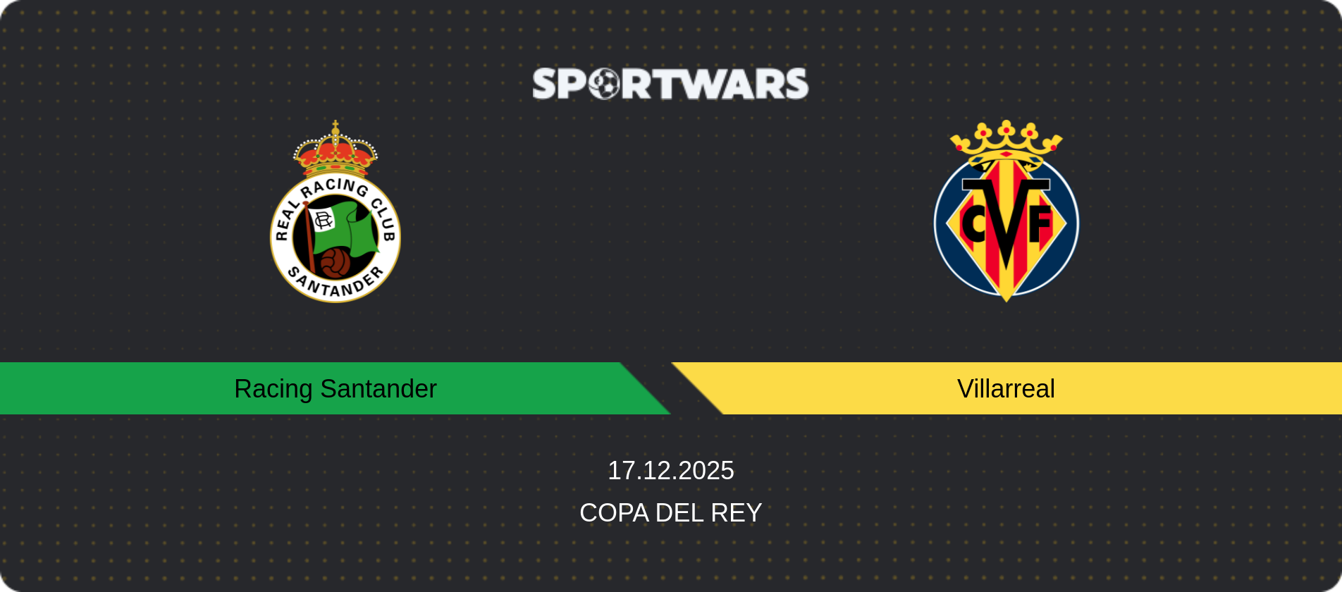 Match prediction Racing Santander — Villarreal, Copa del Rey, 17.12.2025