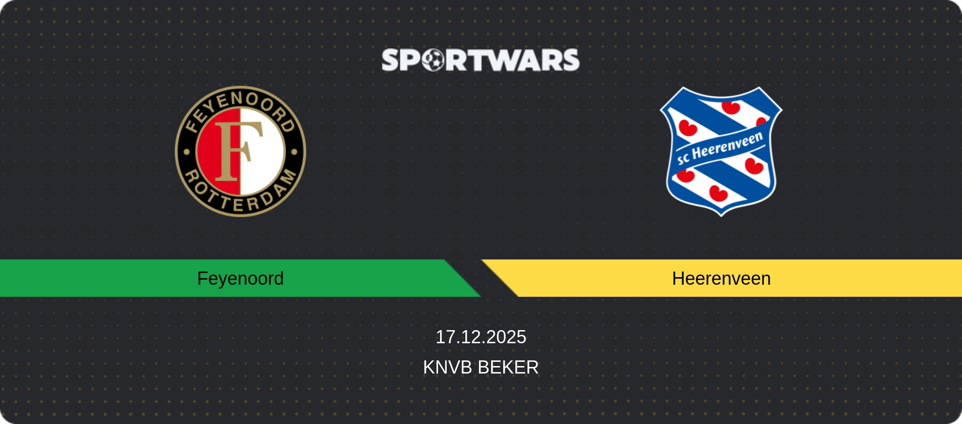 Match prediction Feyenoord — Heerenveen, KNVB Beker, 17.12.2025