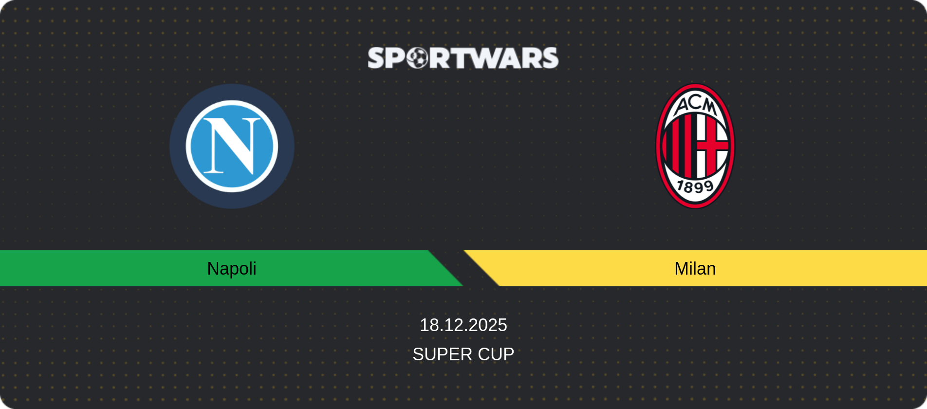 Match prediction Napoli — Milan, Super Cup, 18.12.2025