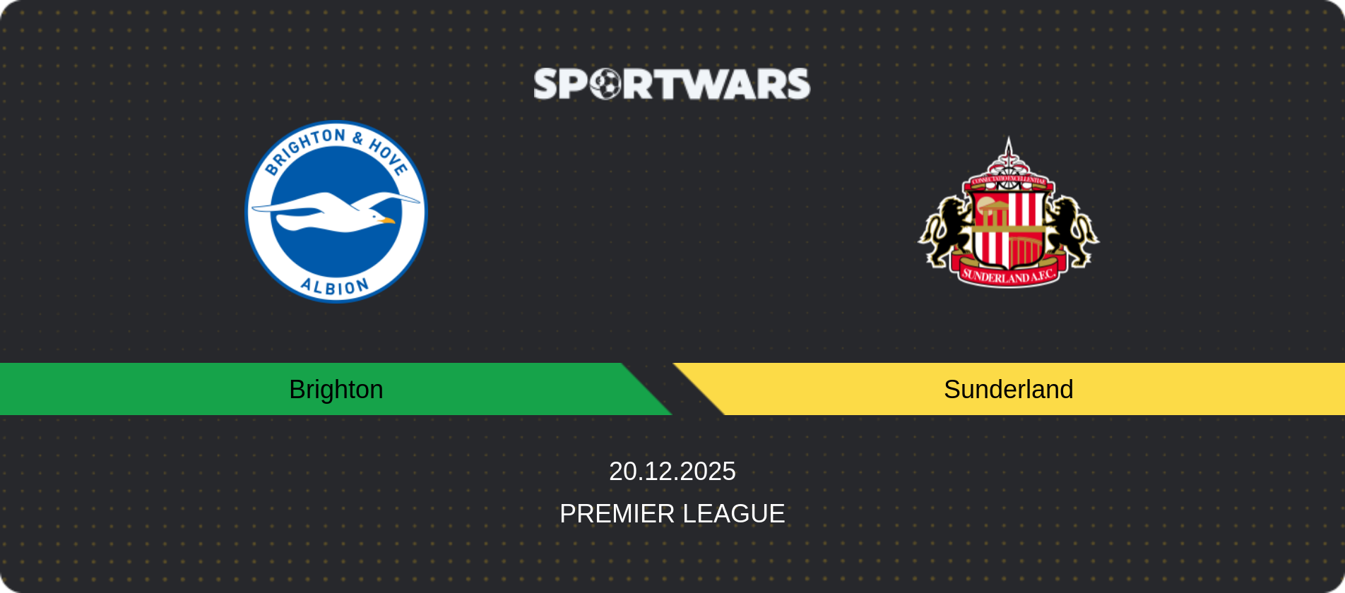 Match prediction Brighton — Sunderland, Premier League, 20.12.2025