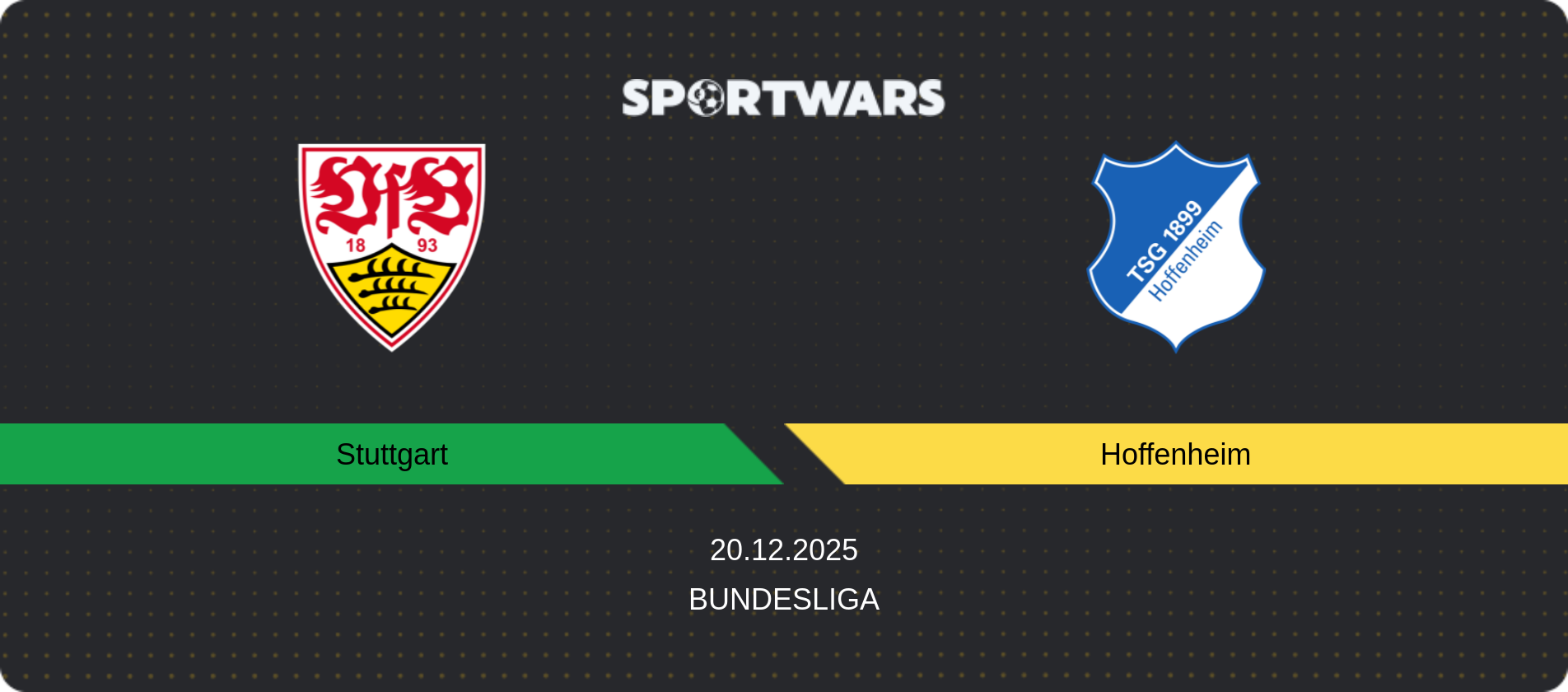 Match prediction Stuttgart — Hoffenheim, Bundesliga, 20.12.2025