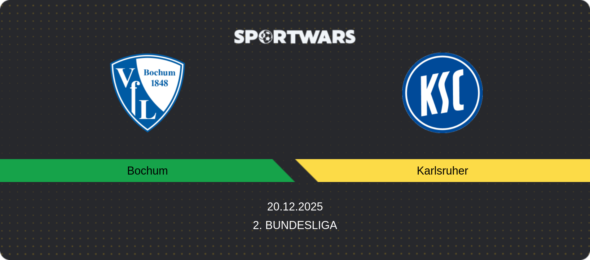 Match prediction Bochum — Karlsruher, 2. Bundesliga, 20.12.2025