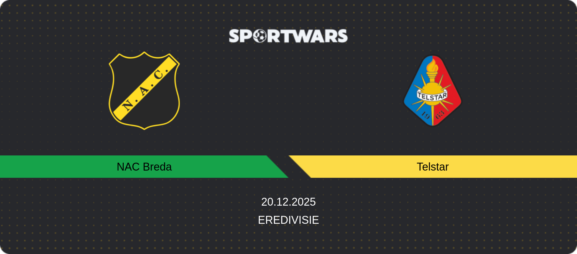 Match prediction NAC Breda — Telstar, Eredivisie, 20.12.2025
