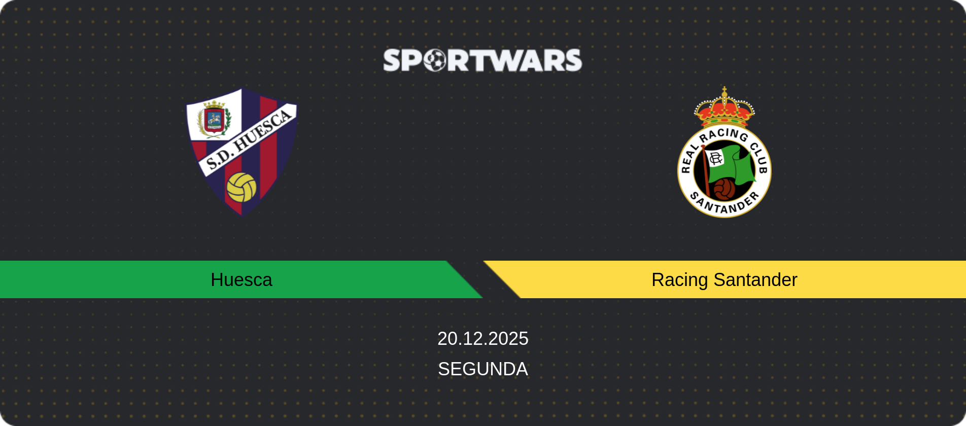 Match prediction Huesca — Racing Santander, Segunda, 20.12.2025