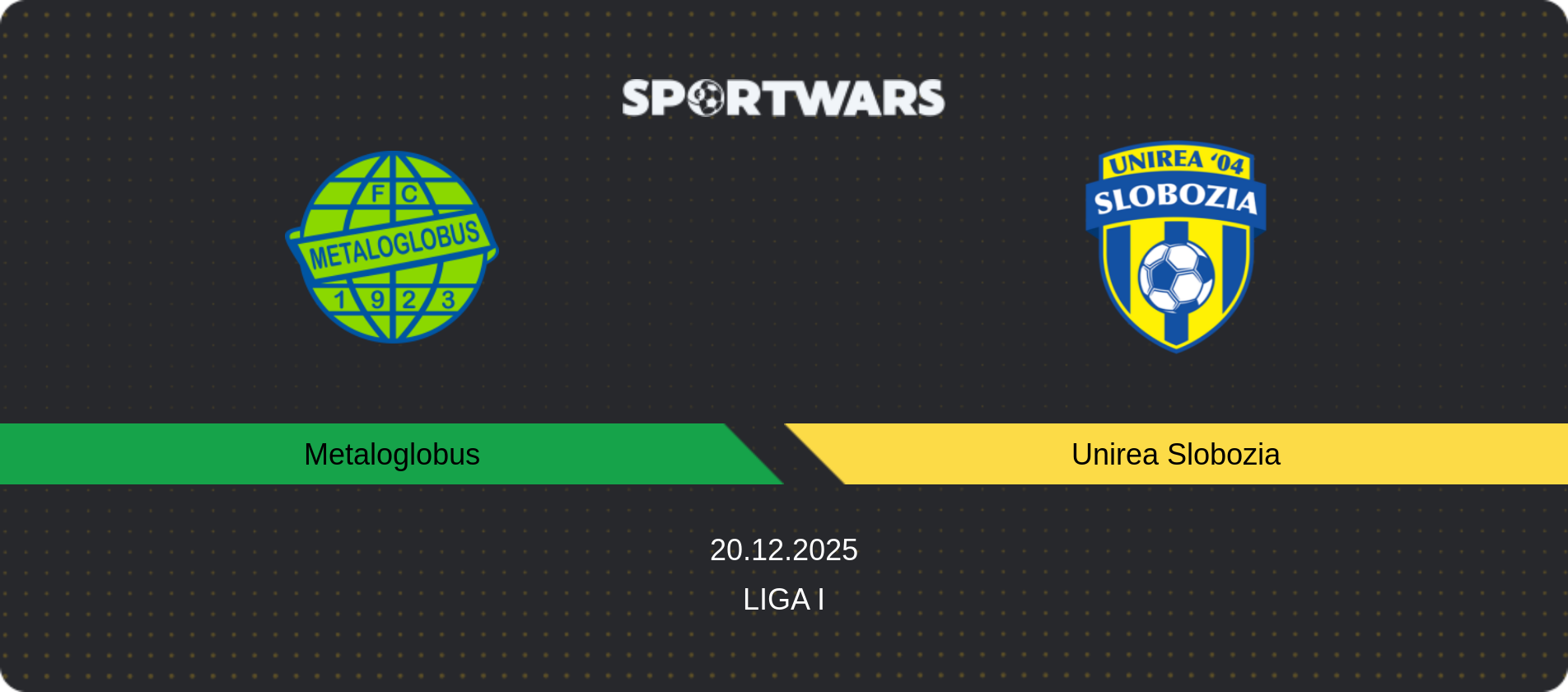 Match prediction Metaloglobus — Unirea Slobozia, Liga I, 20.12.2025