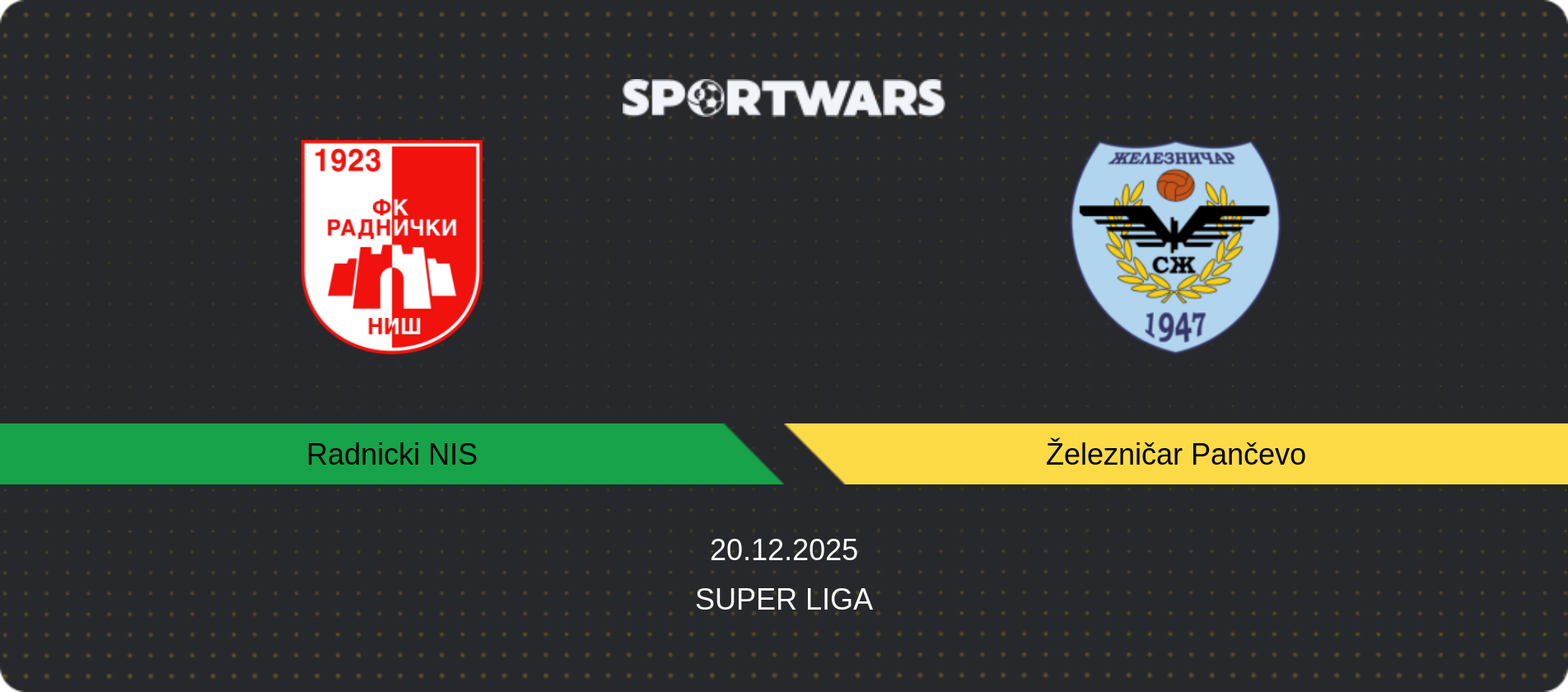 Match prediction Radnicki NIS — Železničar Pančevo, Super Liga, 20.12.2025
