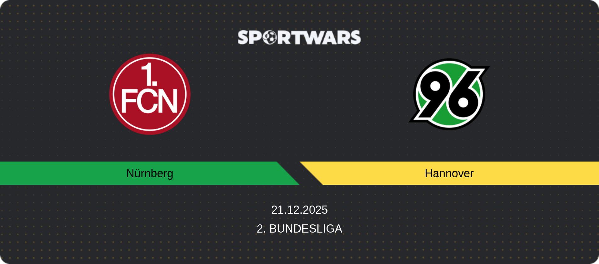 Match prediction Nürnberg — Hannover, 2. Bundesliga, 21.12.2025