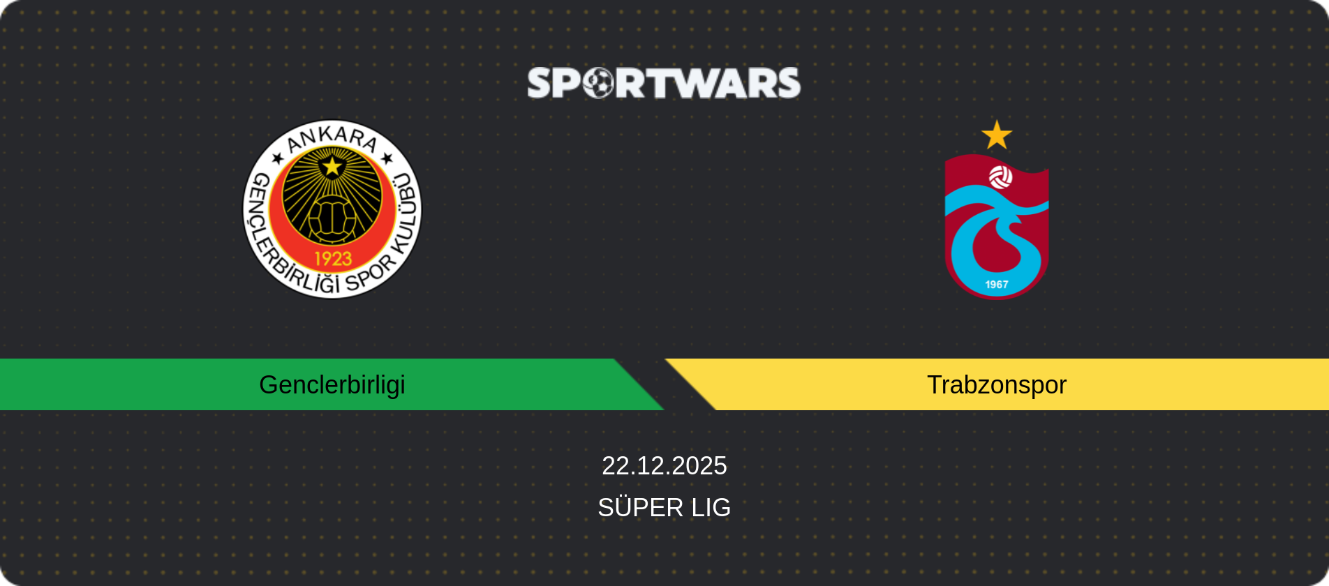 Match prediction Genclerbirligi — Trabzonspor, Süper Lig, 22.12.2025