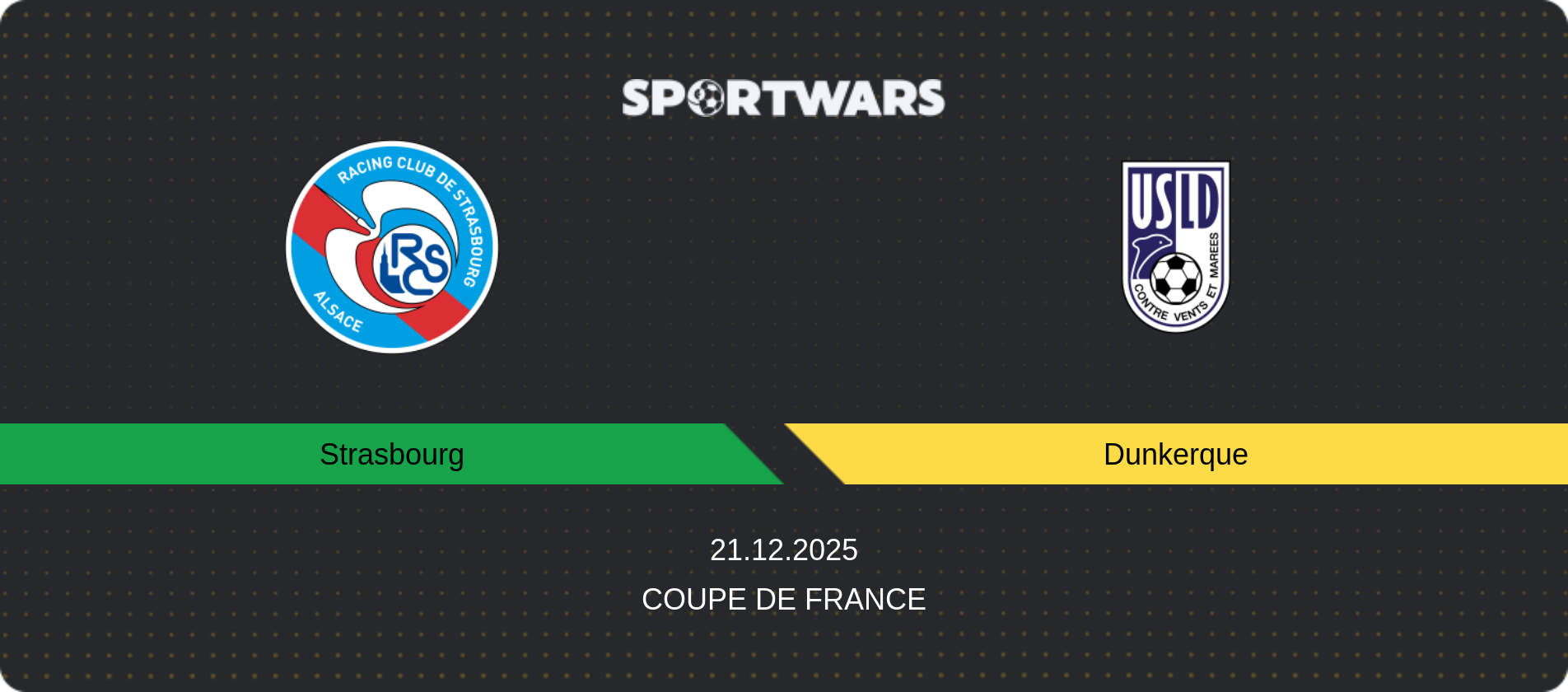 Match prediction Strasbourg — Dunkerque, Coupe de France, 21.12.2025