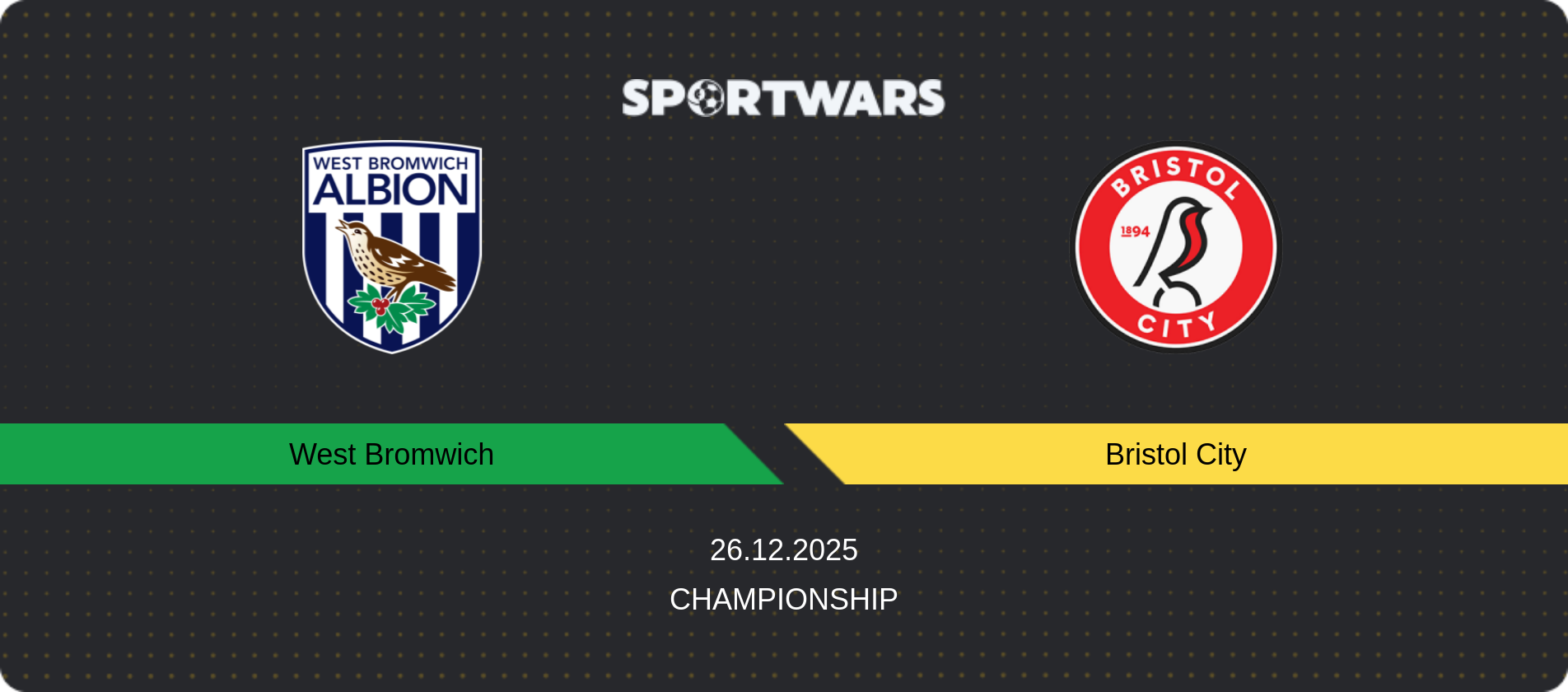 Match prediction West Bromwich — Bristol City, Championship, 26.12.2025
