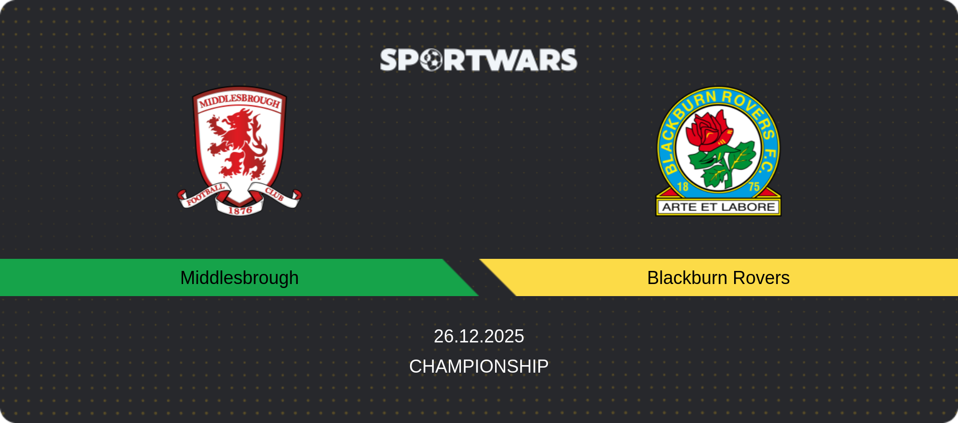 Match prediction Middlesbrough — Blackburn Rovers, Championship, 26.12.2025