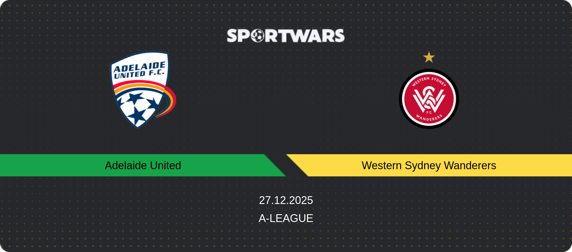 Match prediction Adelaide United — Western Sydney Wanderers, A-League, 27.12.2025
