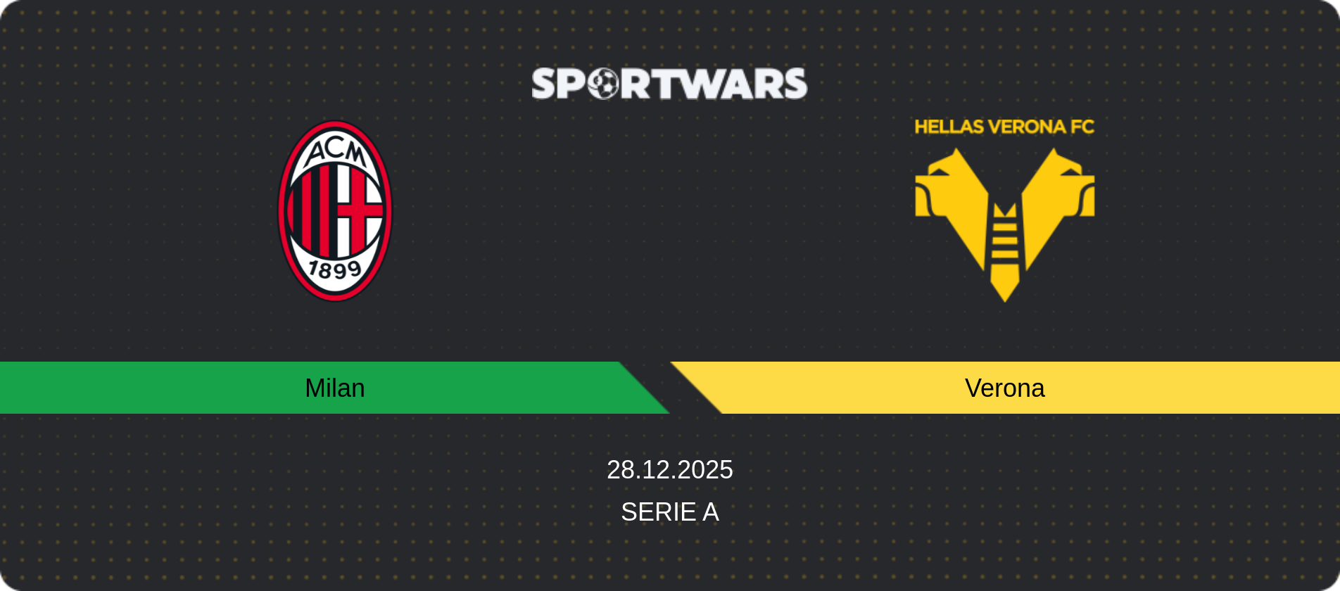 Match prediction Milan — Verona, Serie A, 28.12.2025