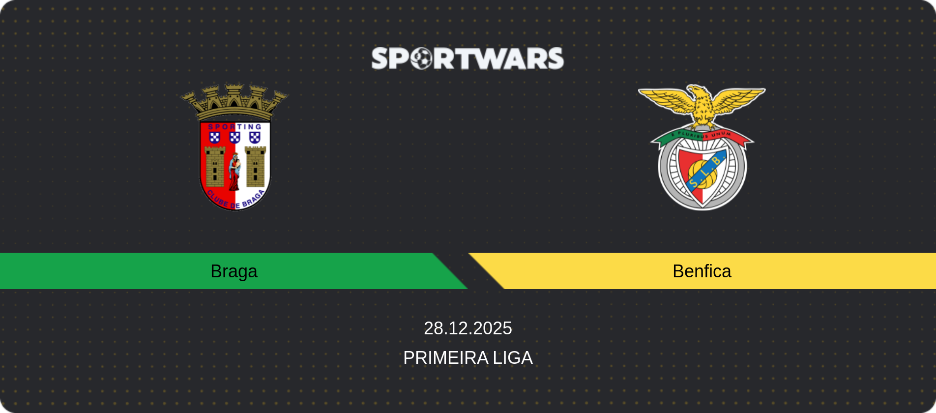 Match prediction Braga — Benfica, Primeira Liga, 28.12.2025