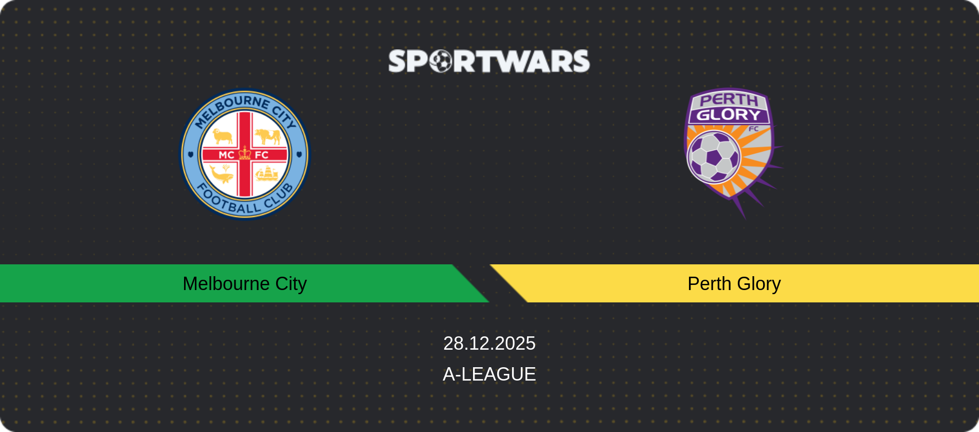 Match prediction Melbourne City — Perth Glory, A-League, 28.12.2025