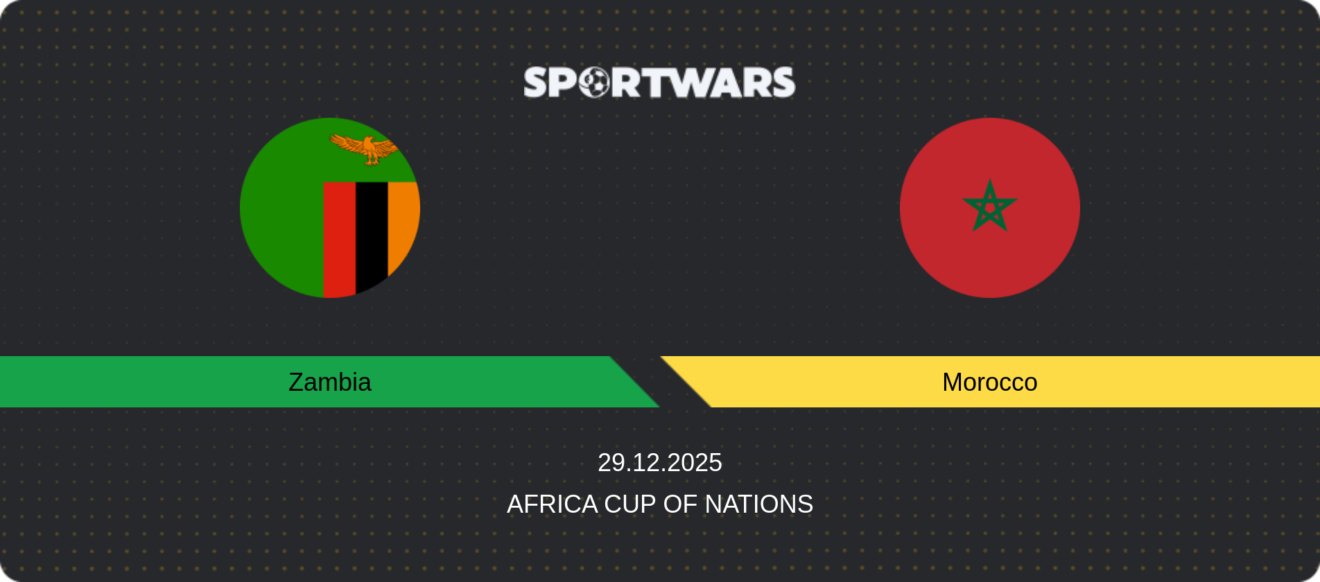 Match prediction Zambia — Morocco, Africa Cup of Nations, 29.12.2025