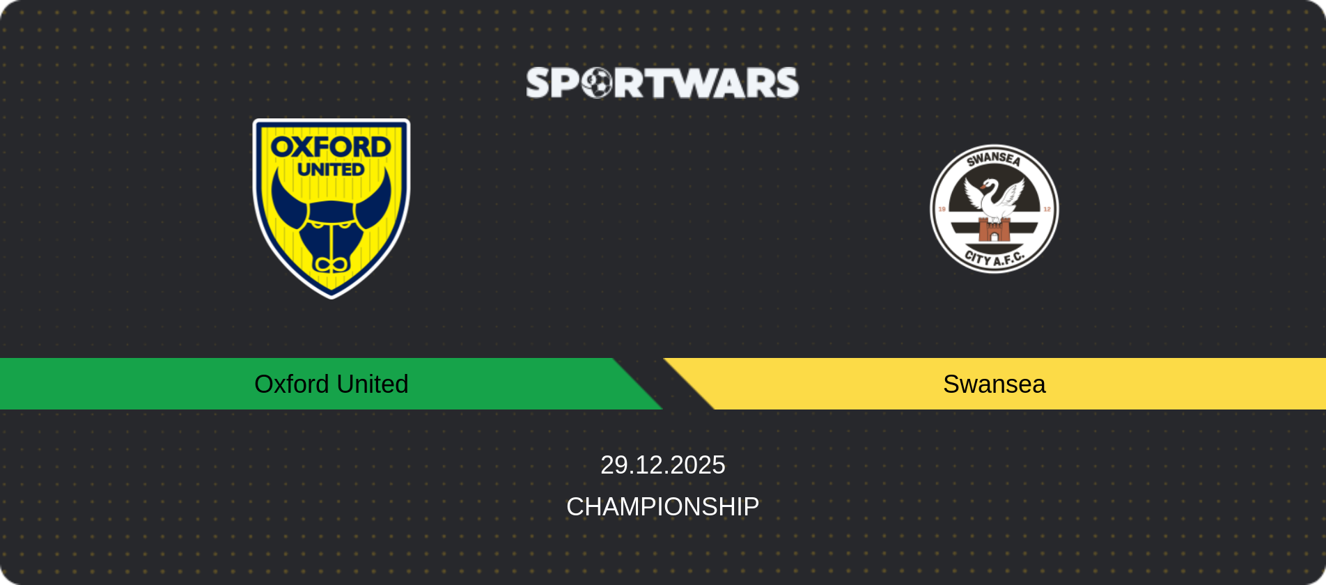 Match prediction Oxford United — Swansea, Championship, 29.12.2025