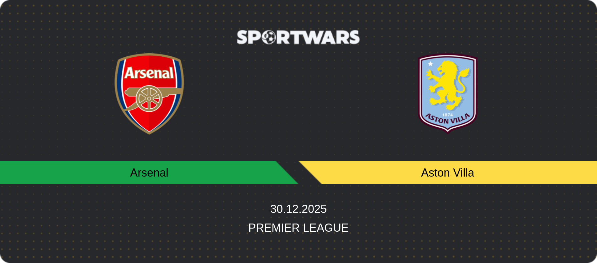 Match prediction Arsenal — Aston Villa, Premier League, 30.12.2025