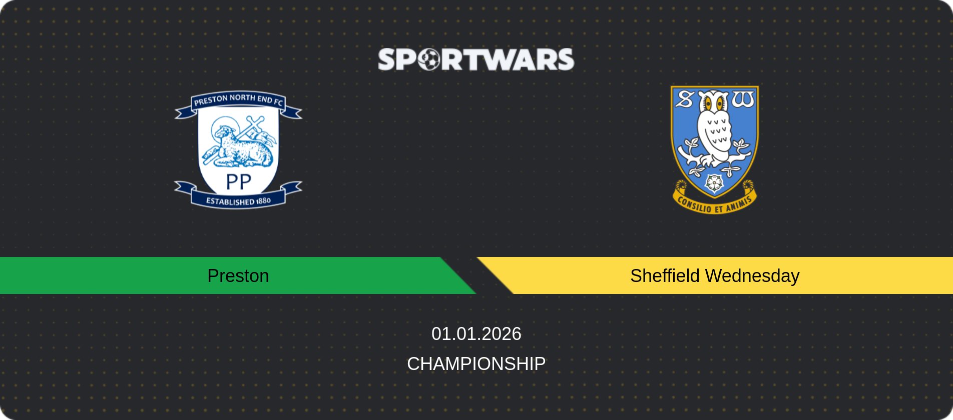 Match prediction Preston — Sheffield Wednesday, Championship, 01.01.2026
