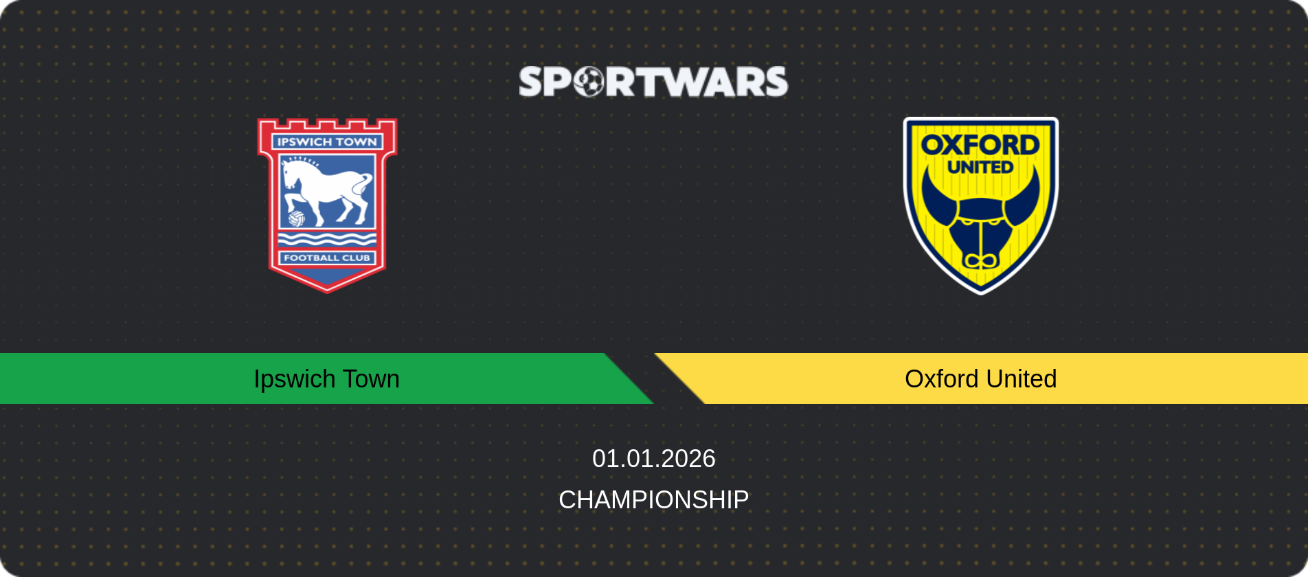 Match prediction Ipswich Town — Oxford United, Championship, 01.01.2026