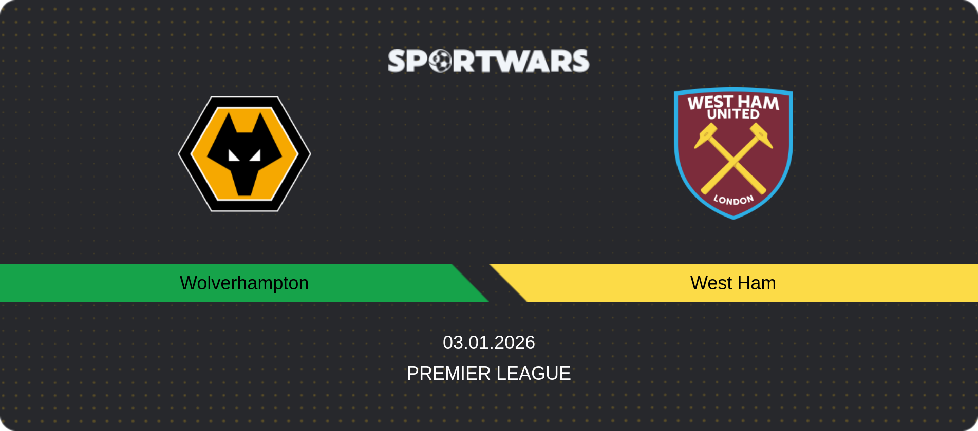 Match prediction Wolverhampton — West Ham, Premier League, 03.01.2026